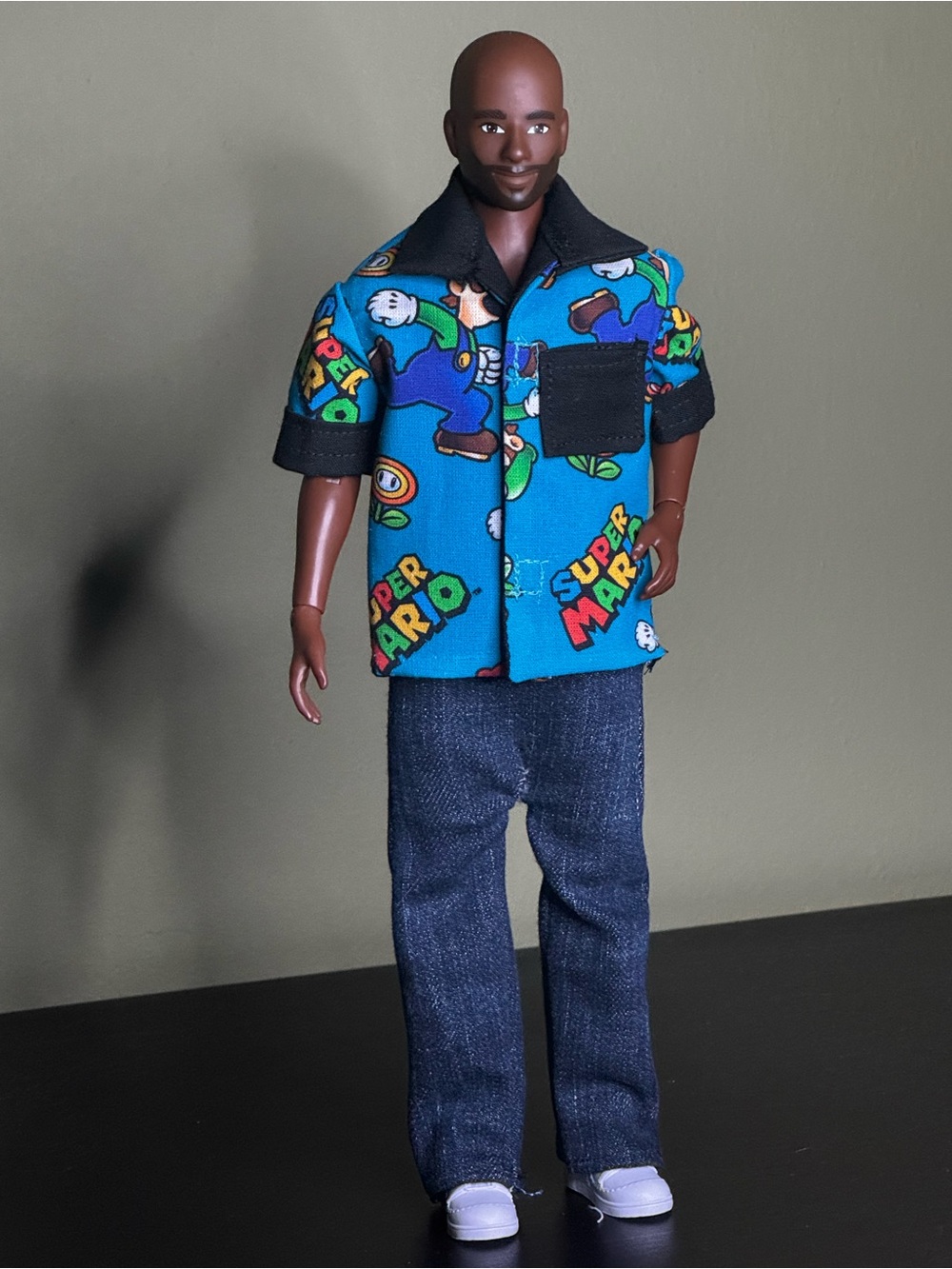 Super Mario themed shirt for 12 inch male fashion doll